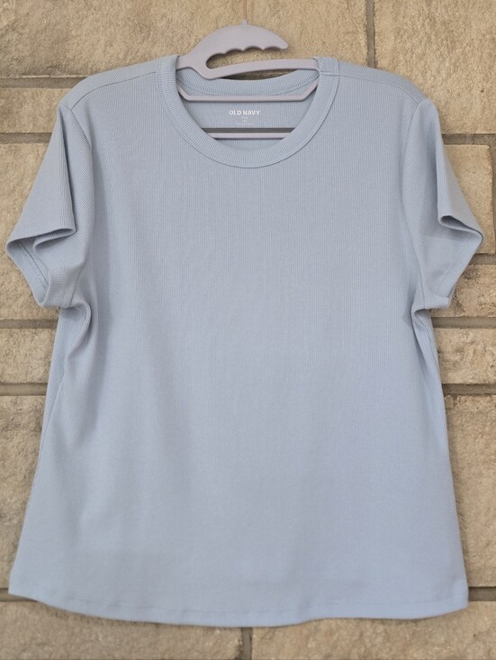Old Navy Tops - Old Navy Snug Rib Crew-Neck Tee Shirt Light Blue Size XL